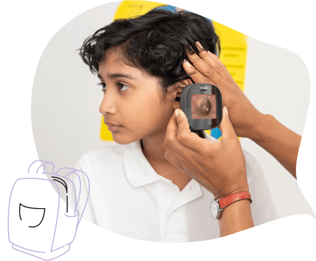 Child ear exam at school